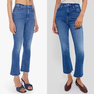 MOTHER- The Hustler Ankle Fray Jeans Grasping at Straws Size 23 Dark Wash Crop